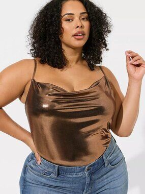Torrid Bronze Liquid Shine Cowl Cami Size 4